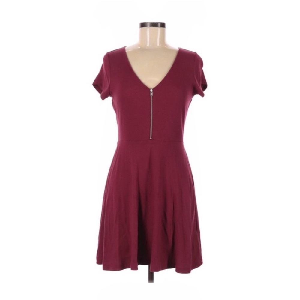 Express V-Neck Zipper Skater Dress